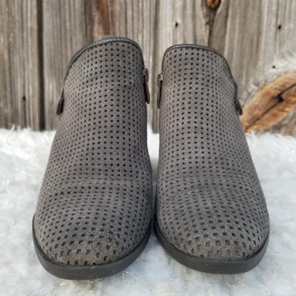 Suede Shootie Franco Sarto Dale 2 Sz 8 Perforated Leather Ankle Boot Dark Gray - Picture 3 of 13
